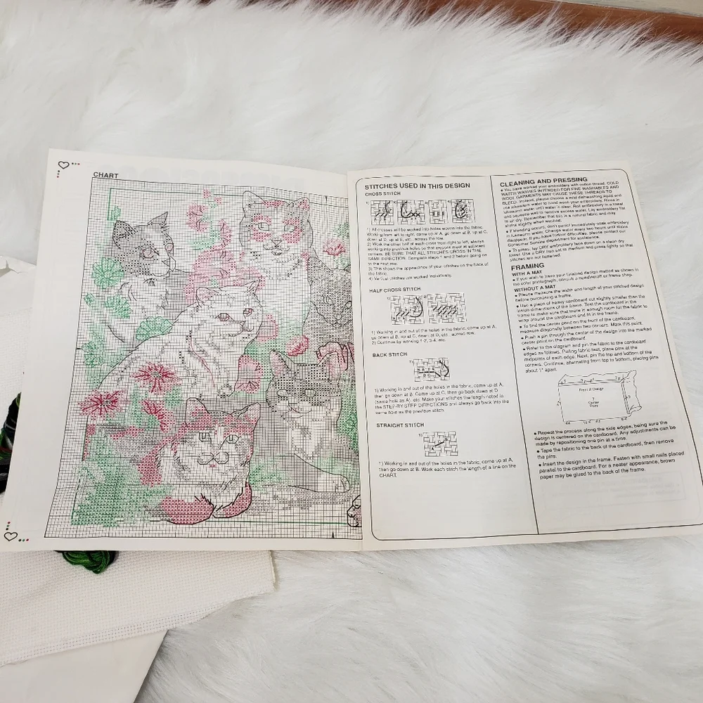 Vintage Dimensions counted cross stitch garden cat - Picture 6 of 11